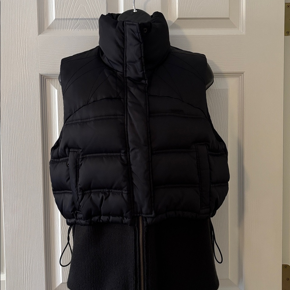 Black Puffer Vest with High Collar